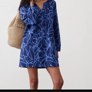 Tie neck poplin shirt dress